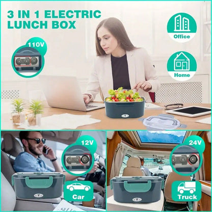 Electric Lunch Box Food Heater 3 In 1 Ultra Quick Heated Lu