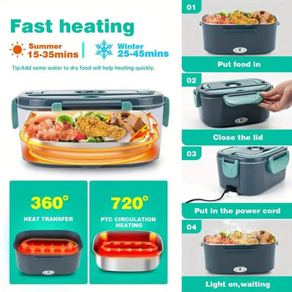 Electric Lunch Box Food Heater 3 In 1 Ultra Quick Heated Lu