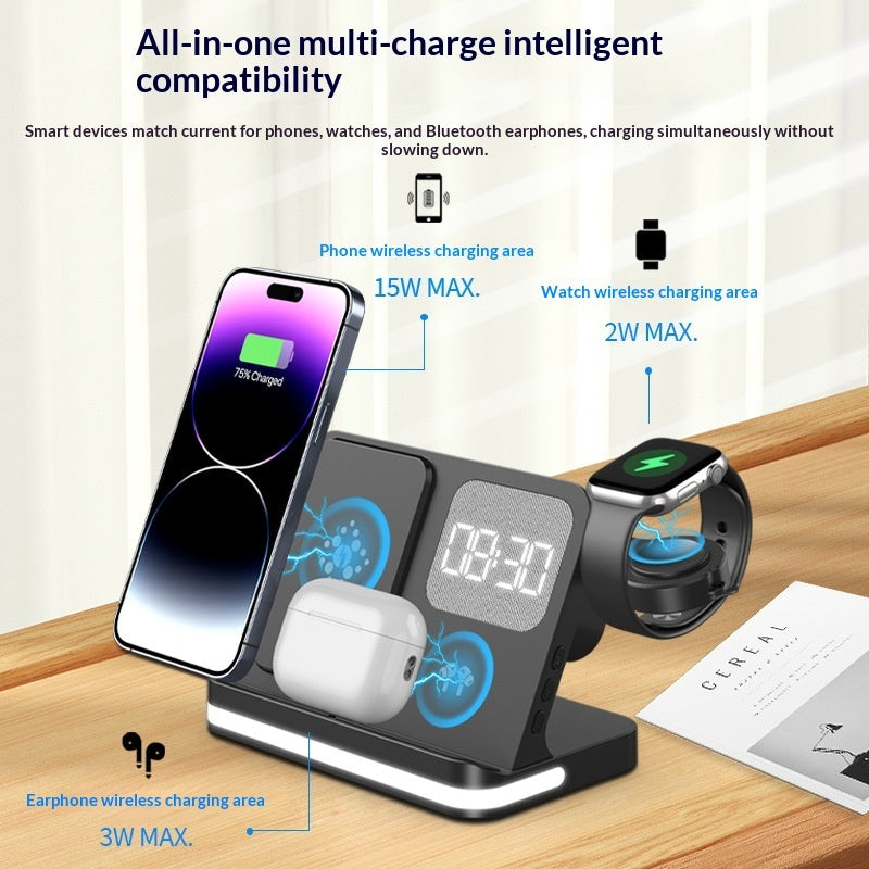 Clock Alarm Compatible With Mobile Phones Smartwatches Headphones And Wireless Chargers